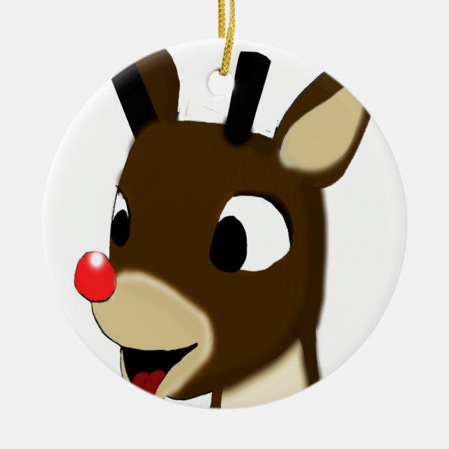 Rudulph the Reindeer Ceramic Ornament (Front)