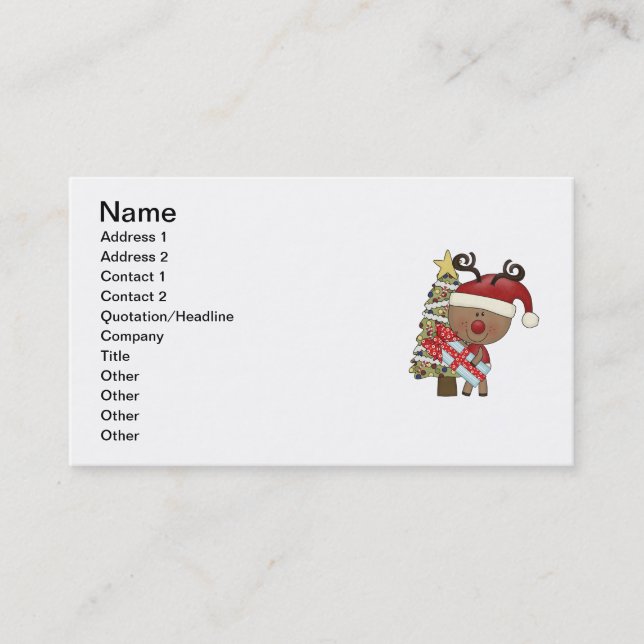 Rudy Reindeer Holiday Tree Business Card (Front)