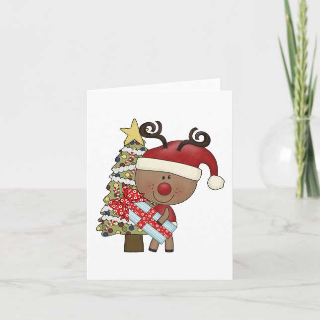 Rudy Reindeer Holiday Tree Card (Front)