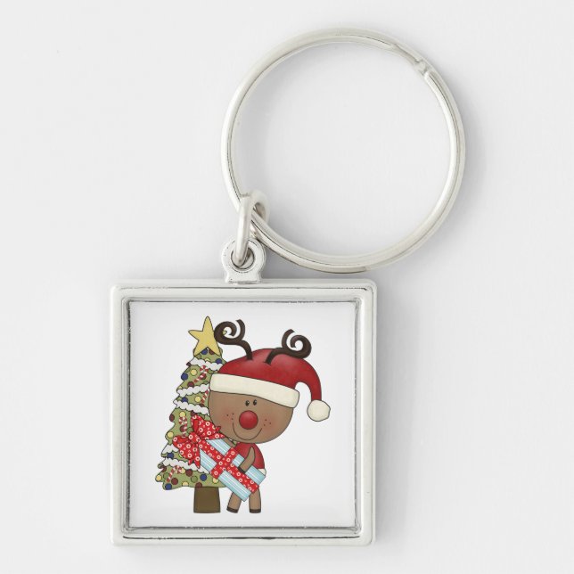 Rudy Reindeer Holiday Tree Keychain (Front)