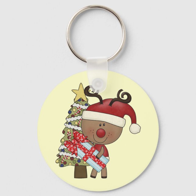 Rudy Reindeer Holiday Tree Keychain (Front)