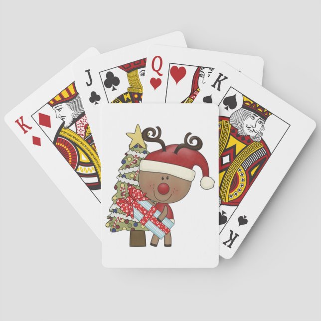 Rudy Reindeer Holiday Tree Poker Cards (Back)