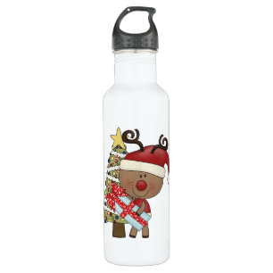 Rudy Reindeer Holiday Tree Water Bottle