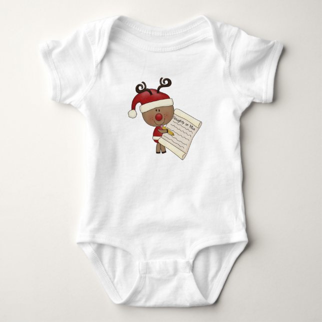 Rudy Reindeer Naughty or Nic Baby Bodysuit (Front)
