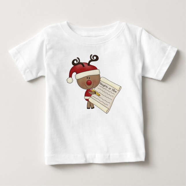 Rudy Reindeer Naughty or Nic Baby T-Shirt (Front)