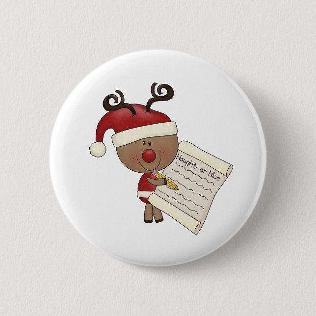 Rudy Reindeer Naughty or Nic Button (Front)