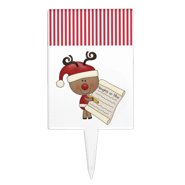 Rudy Reindeer Naughty or Nic Cake Topper (Front)