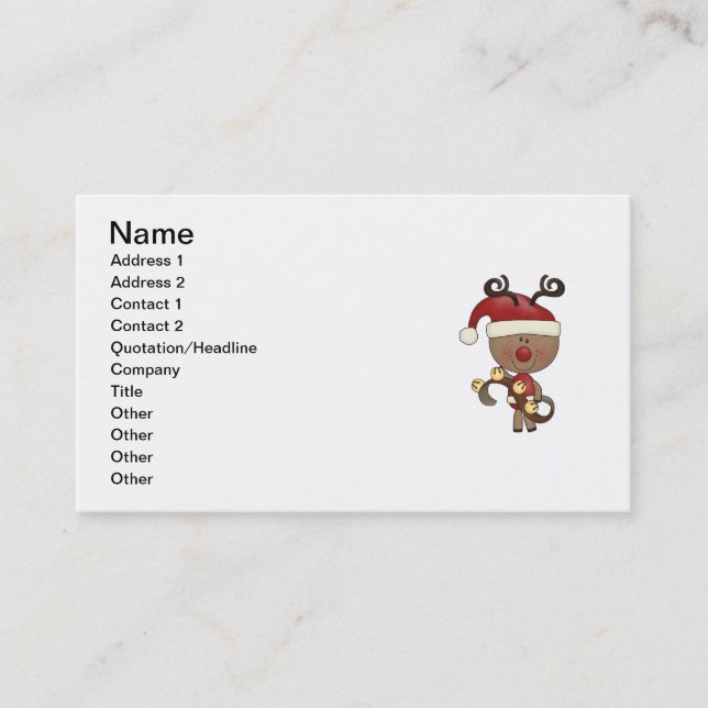 Rudy Reindeer With Bells Business Card (Front)
