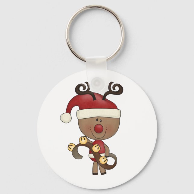 Rudy Reindeer With Bells Keychain (Front)