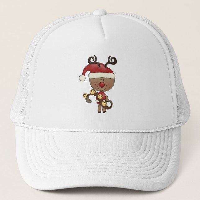 Rudy Reindeer With Bells Trucker Hat (Front)