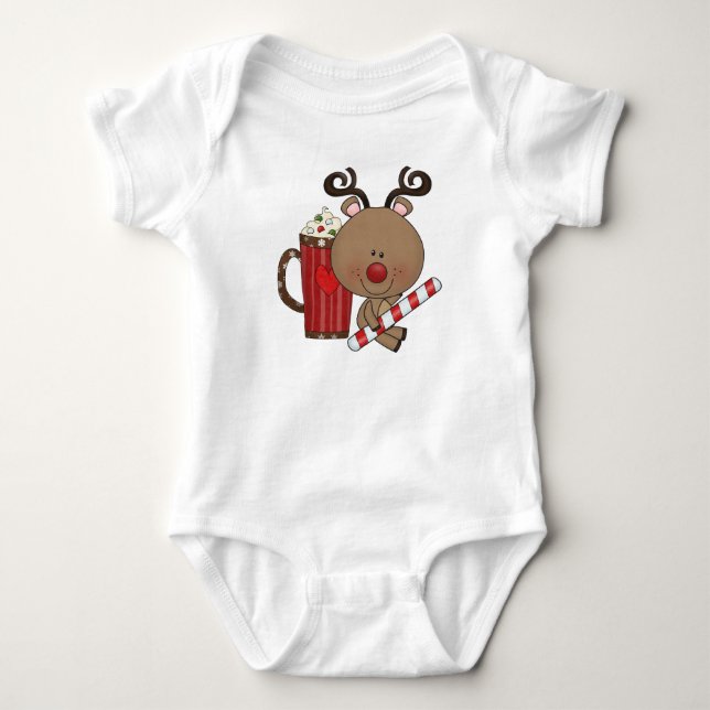 Rudy Reindeer With Cocoa Baby Bodysuit (Front)