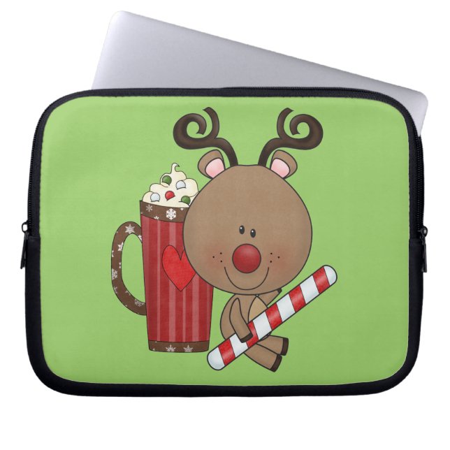Rudy Reindeer With Cocoa Laptop Sleeve (Front)