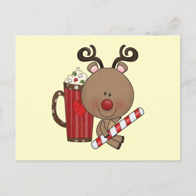 Rudy Reindeer With Cocoa Postcard (Front)