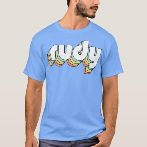Rudy Retro Rainbow Typography Faded Style T_Shirt
