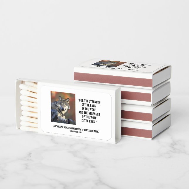 Rudyard Kipling Strength Of The Pack Wolf Quote Matchboxes (Stacked)