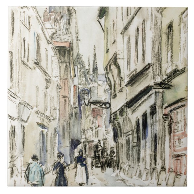 Rue Damiette, Rouen (ca. 1884) by Camille Pissarro Ceramic Tile (Front)