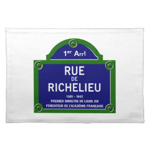 Rue de Richelieu, Paris Street Sign Placemat