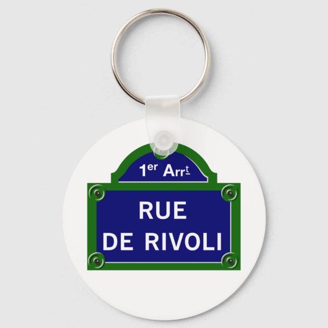 Rue de Rivoli, Paris Street Sign Keychain (Front)