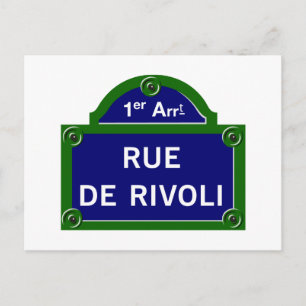 Rue de Rivoli, Paris Street Sign Postcard