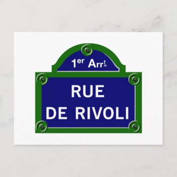 Rue De Rivoli  Paris Street Sign Postcard by worldofsigns at Zazzle
