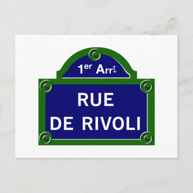Rue de Rivoli, Paris Street Sign Postcard (Front)
