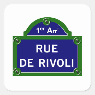 Rue de Rivoli, Paris Street Sign Square Sticker