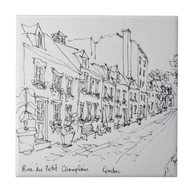Rue du Petit Champlain, Quebec, Canada Ceramic Tile (Front)