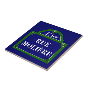 Rue Moliere, Paris Street Sign Ceramic Tile
