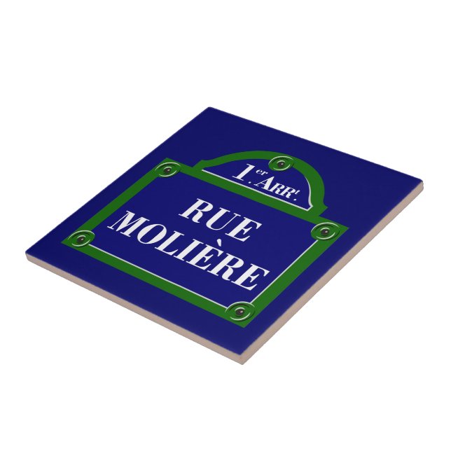 Rue Moliere, Paris Street Sign Ceramic Tile (Side)