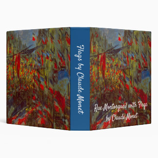 Rue Montorgueil with Flags by Claude Monet 3 Ring Binder