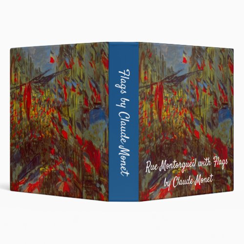 Rue Montorgueil with Flags by Claude Monet 3 Ring Binder