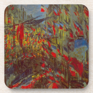 Rue Montorgueil with Flags by Claude Monet Beverage Coaster