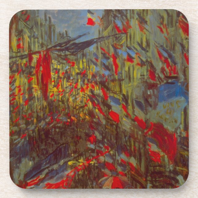 Rue Montorgueil with Flags by Claude Monet Beverage Coaster (Front)