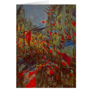 Rue Montorgueil with Flags by Claude Monet Cards