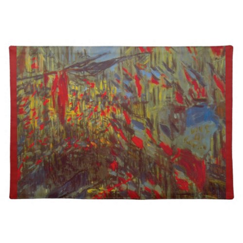 Rue Montorgueil with Flags by Claude Monet Cloth Placemat