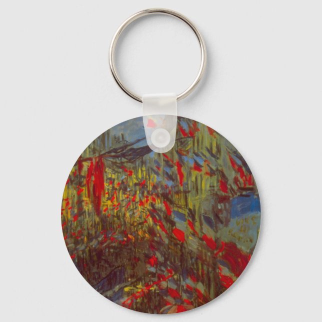 Rue Montorgueil with Flags by Claude Monet Keychain (Front)