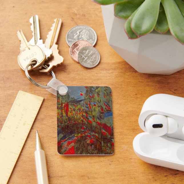 Rue Montorgueil with Flags by Claude Monet Keychain (Desk)
