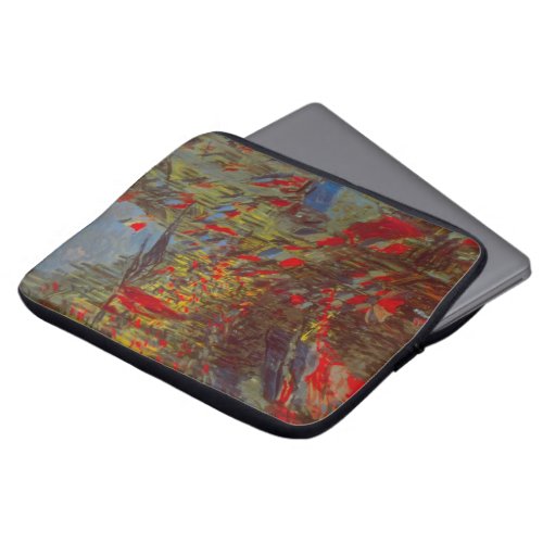 Rue Montorgueil with Flags by Claude Monet Laptop Sleeve