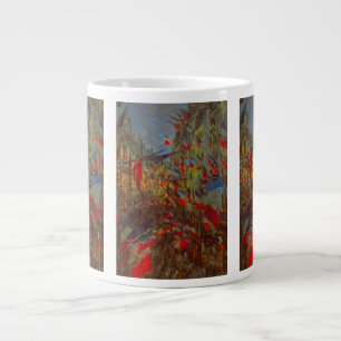 Rue Montorgueil with Flags by Claude Monet Large Coffee Mug
