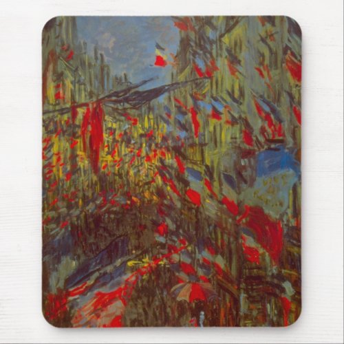 Rue Montorgueil with Flags by Claude Monet Mouse Pad