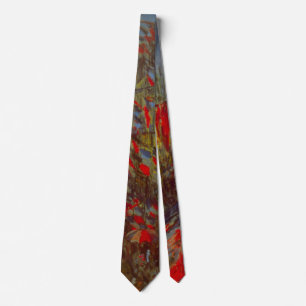 Rue Montorgueil with Flags by Claude Monet Neck Tie
