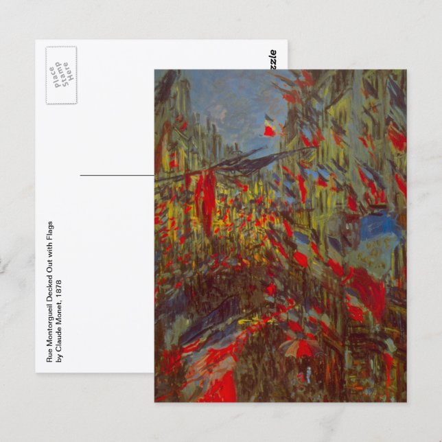 Rue Montorgueil with Flags by Claude Monet Postcard (Front/Back)