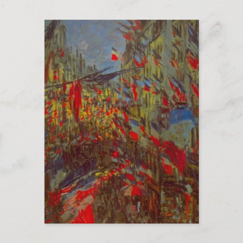 Rue Montorgueil with Flags by Claude Monet Postcard