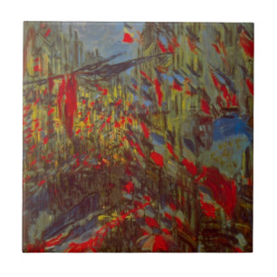 Rue Montorgueil with Flags by Claude Monet Tile