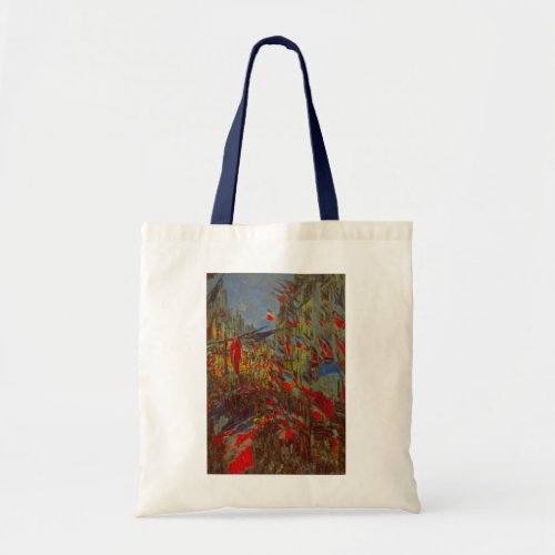 Rue Montorgueil with Flags by Claude Monet Tote Bag
