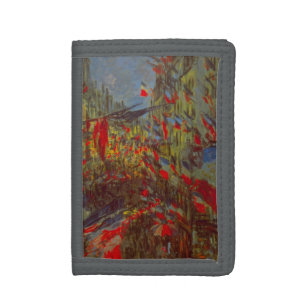 Rue Montorgueil with Flags by Claude Monet Tri-fold Wallet