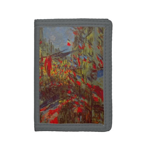 Rue Montorgueil with Flags by Claude Monet Trifold Wallet