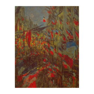 Rue Montorgueil with Flags by Claude Monet Wood Wall Decor