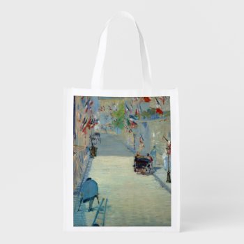 Rue Mosnier With Flags Manet Fine Art Painting Reusable Grocery Bag by Then_Is_Now at Zazzle