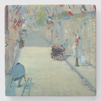 Rue Mosnier With Flags Manet French France Art Stone Coaster by Then_Is_Now at Zazzle